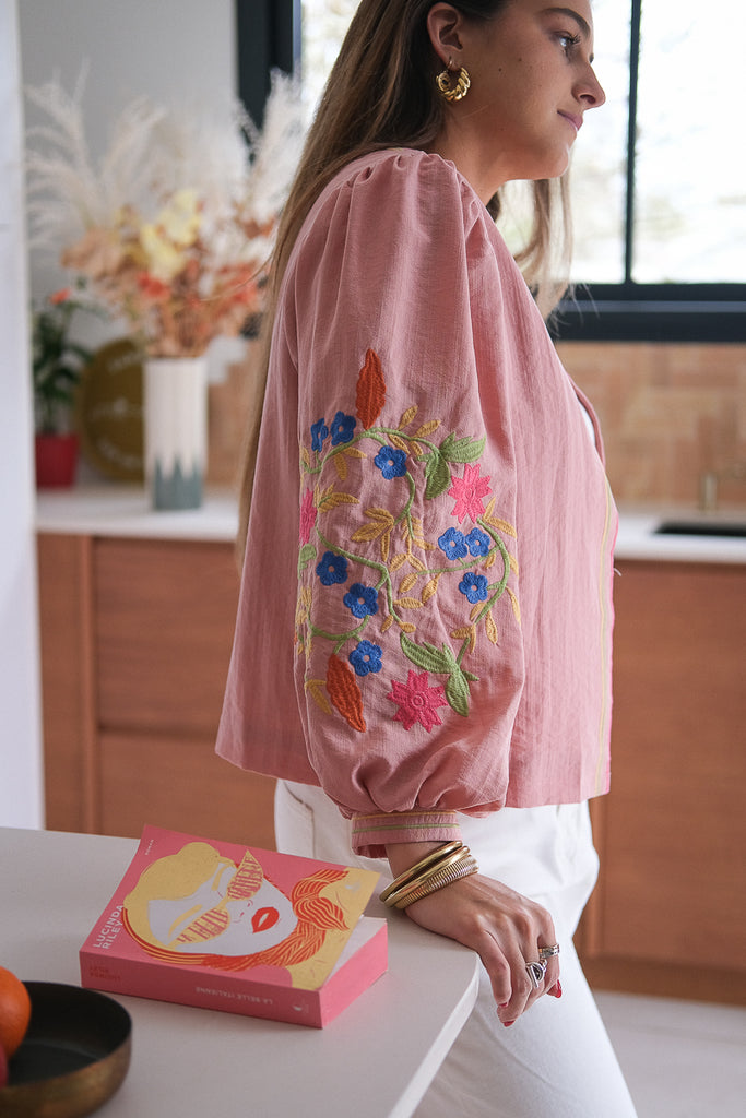 Veste Flora, couleur rose