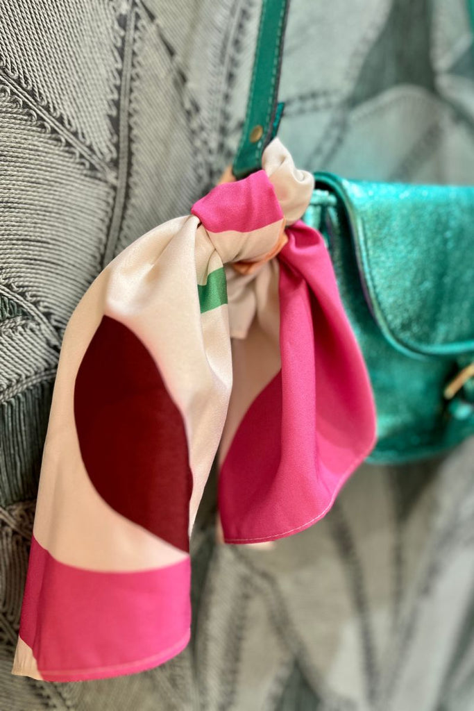 Foulard Iahitan, marque Ichi, couleur vert, rose et blanc