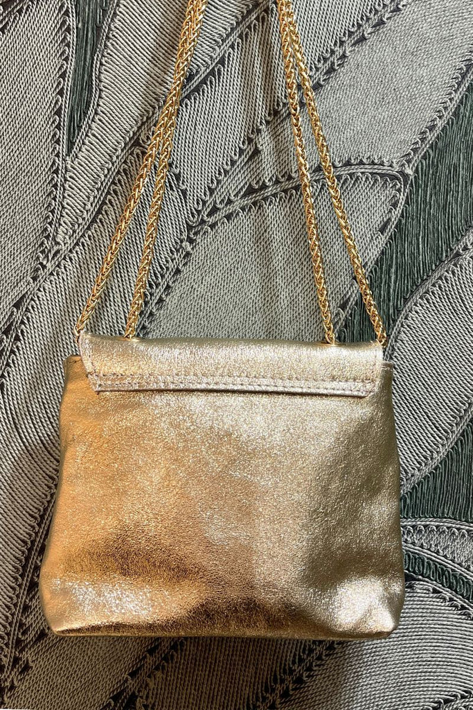 Sac Pitinu, 100% Cuir, bandoulière chainette non réglable, non amovible, 5 coloris : bleu éléctrique, rose doré, noir, vert d'eau et doré
